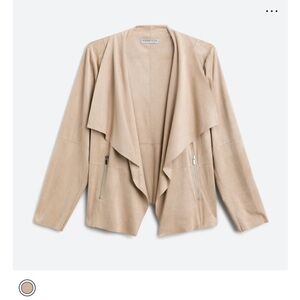 Faux suede drape jacket